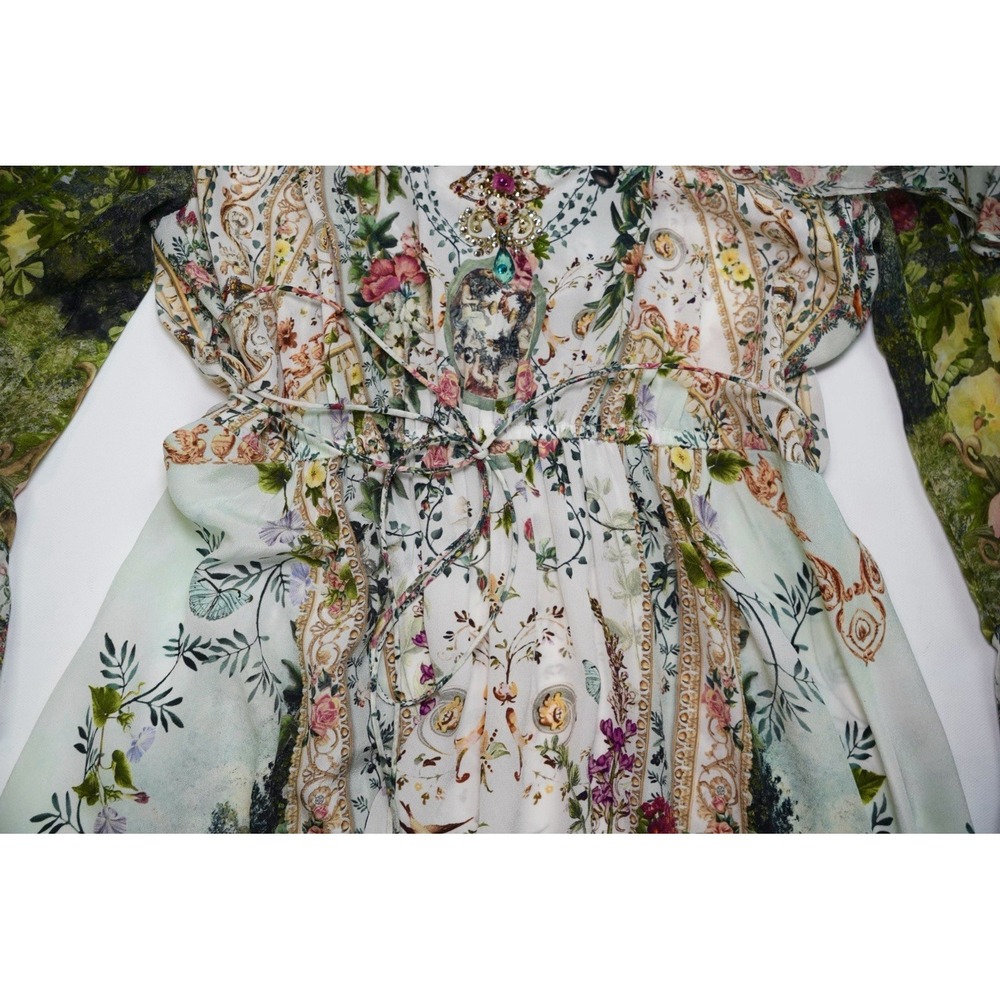 CAMILLA Renaissance Romance Embellished 100% Silk Wrap Mini Dress NWT L - Picture 11 of 14